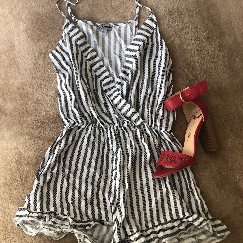 Black & White shorts romper